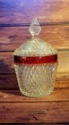 Indiana Glass Diamond Point Ruby Flash Cookie Jar Ice Bucket With Lid