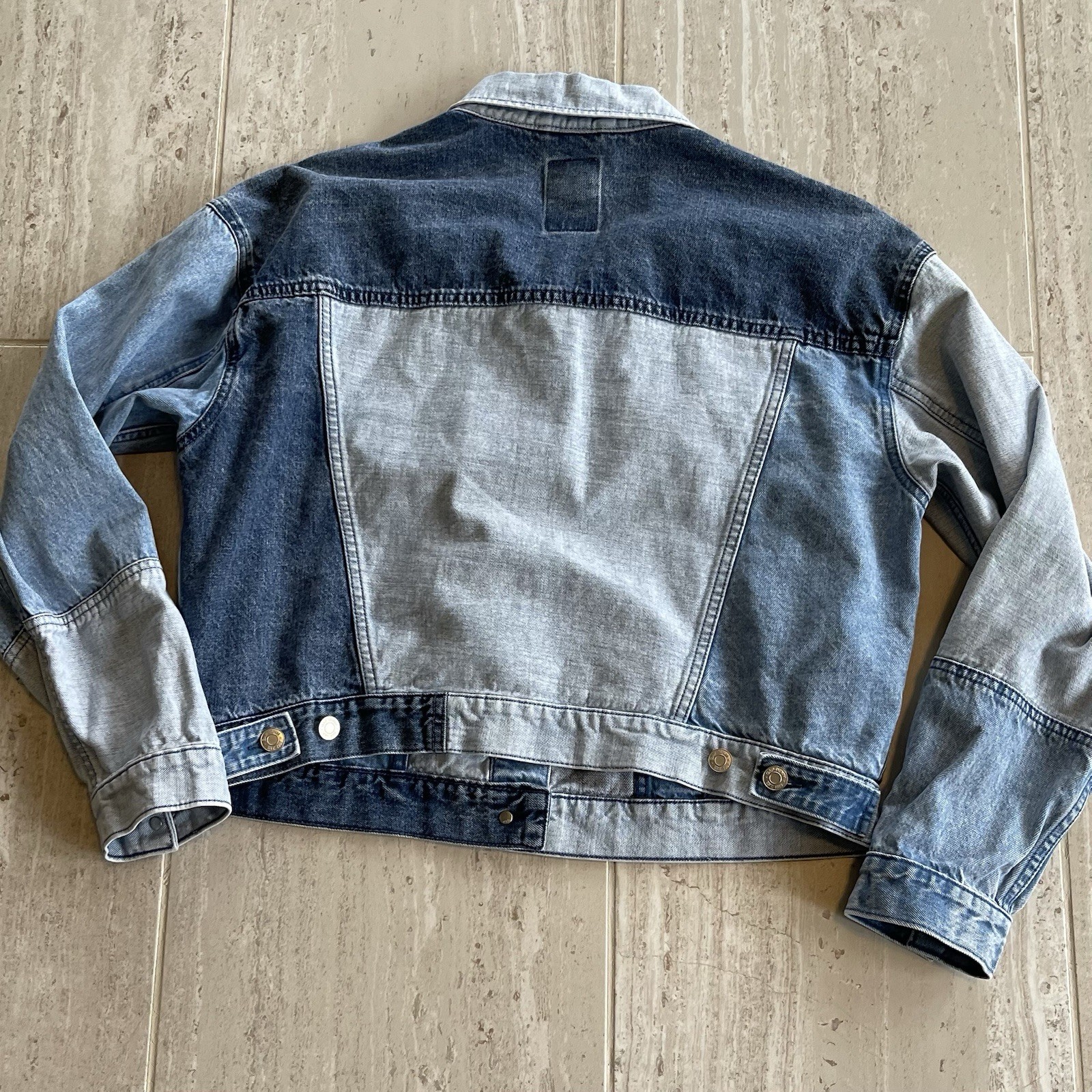 GAP Patchwork Denim Jacket Women's Large L Multi … - image 9