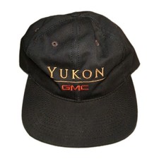 Vintage YUKON GMC Black Embroidered Snap Back USA Made HAT CAP