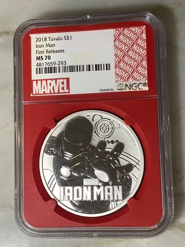 2018 $1 Tuvalu Iron Man Marvel First Release 1 Oz. Silver Coin NGC MS-70 Proof