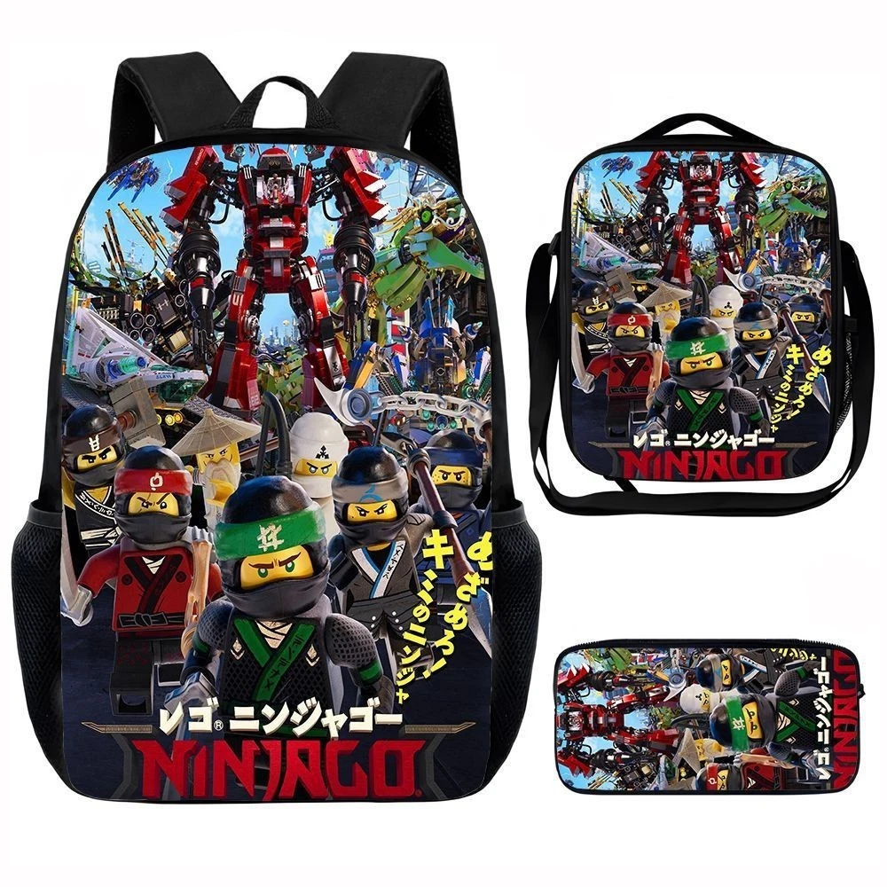 Ninjago Backpack Shoulder Bag Lunch Bag Pencil Case School Rucksack Set for Boys Girls