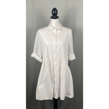 Madewell Dress Medium White Button Front Mini Poplin Summer Flowy NWT NS126