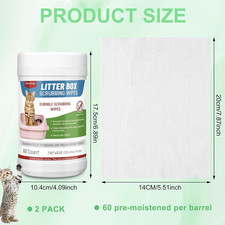 2 Pack Litter Box Scrubbing Wipes 120 Count Pets Cat Cleaning Unscented Removes
