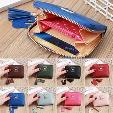 Women Girls Leather Wallet Mini Wallets Coin Card Holder Purses Zipper Around