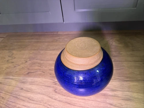 Vintage Studio Pottery Vase Signed Marta – Cobalt Glaze – Handmade Art Pottery