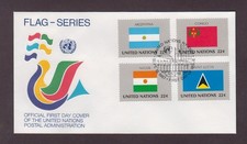 Série Drapeau FDC New York 1987 Nations Unies Argentine, Congo Niger, Sainte Lucie