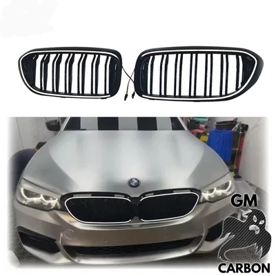 FRONT LED KIDNEY GRILLE DOUBLE SLAT BLACK GRILL LED LIGHT FOR BMW 5 SERIES G30