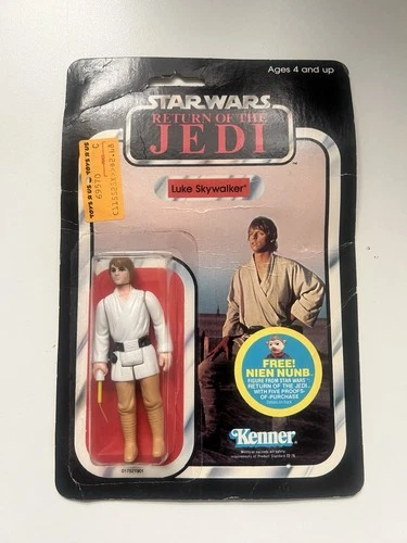 Kenner Star Wars Luke Skywalker Farmboy Brown Hair ROTJ 48A Card See Pics