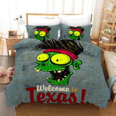 3D Zombie Skelett Cartoon Muster Quilt Cover Set Bettwäsche Sets Kissenbezüge