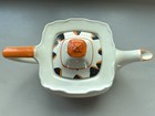 MYOTT & Sons Art Deco Teapot & Saucer 8033 Orange Black Hand Painted Very Rare