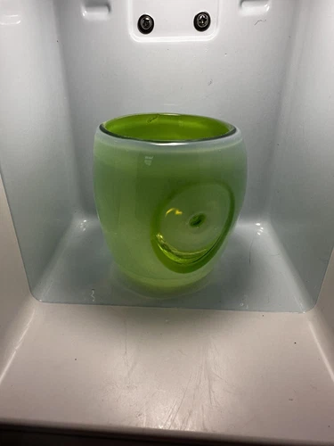 Fenton Green Opalescent Optic Art Glass Vase