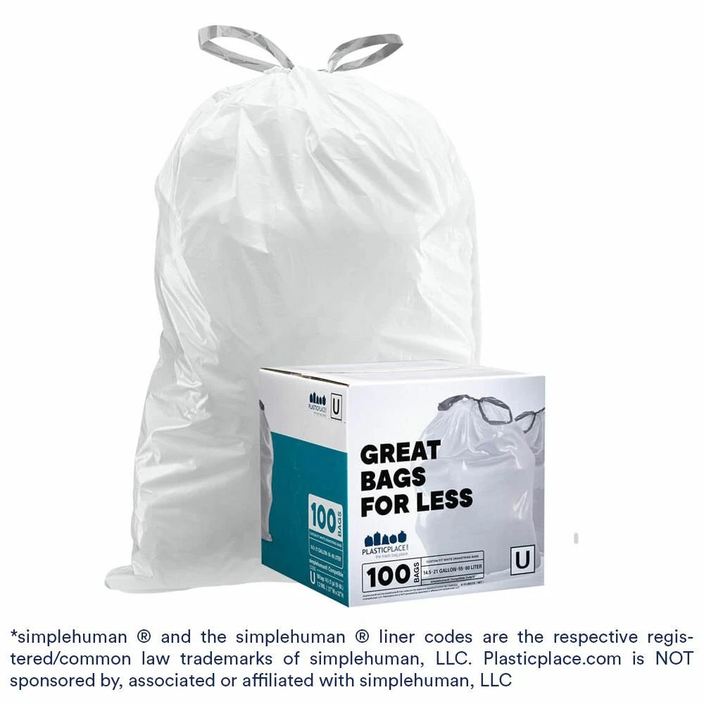 Plasticplace Trash Bags Compatible with simplehuman Code U