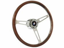 1969-89 Buick 6-bolt 15 Classic Real Walnut Wood Steering Wheel Kit Slotted