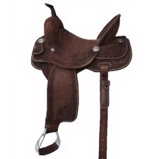 Deep Seat Western Horse Barrel Saddle Tack Set Roughout Leather 10-18" Free Ship