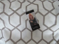 2 NWT NICOLE MILLER HEXA LINEN BLEND PANELS EA 54"X84" CURTAIN TAN & CREAM