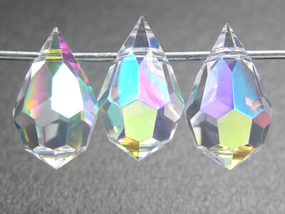 Preciosa Genuine Czech Machine Cut Drop Pendant 12x20mm Crystal AB, 6 pendants
