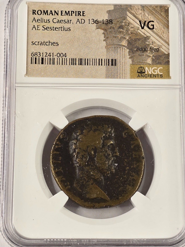 NGC VG Aelius,as Caesar AE Sestertius. 136-138AD. Concordia Reverse
