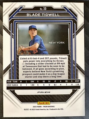 2023 Panini Prizm Baseball Blue Cracked Ice Blade Tidwell #30 New