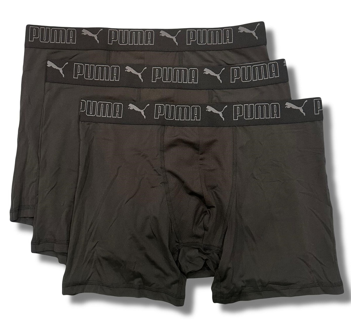 PUMA MEN'S 3 PACK - PHY 243 381 - SOLID BLACK - LARGE - UNDERWEAR