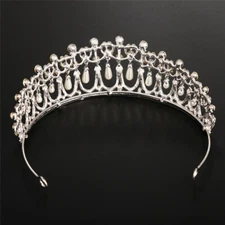 Crystal Tiara Pearl Headband Rhinestone Wedding Bridal Crown Accessories