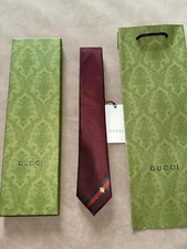 Gucci Men's Bee Web Necktie NWT Original Packaging Red Slim 2.75" The Widest