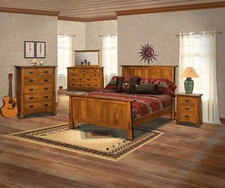 Luxury Amish Mission Arts and Crafts 5-Pc Solid Wood Bedroom Set Exposed Tenons