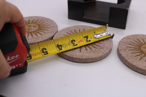Set of 3 Stone Celestial Sun Coasters & Holder - Foto 6 di 6