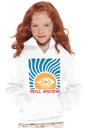 Retro All Seeing Eyes Still Shining Saying Youth Hooded Sweatshirt Boy or Girl - Picture 3 of 7
