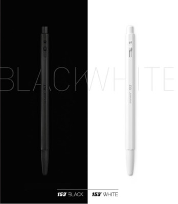 Monami - 153 Black & White High Quality Ballpens Black Ink Ball Point Pen 0.7mm