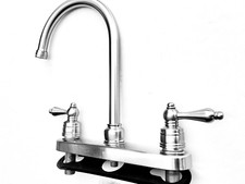 2-Handle Deck Mount High-Arc Commercial/Residential Swivel Kitchen Faucet W/O Sp