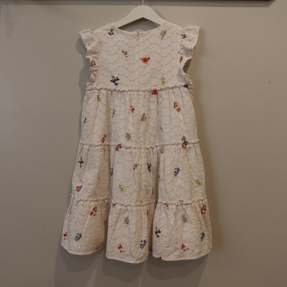 TARTINE ET CHOCOLAT girls eyelet dress white floral tiers cotton