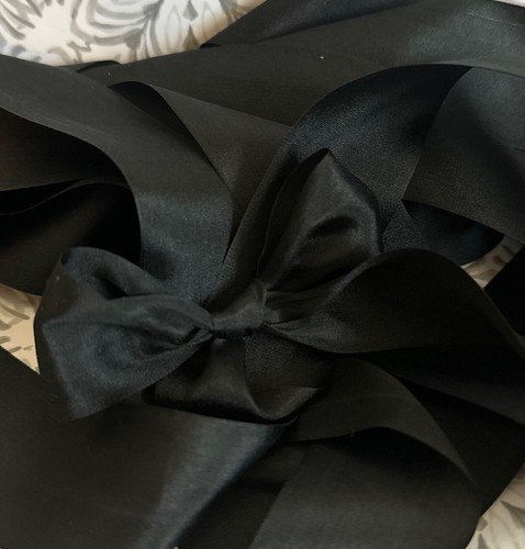 3 Yards REAL Silk Ribbon 1.25" BLACK ONYX / Authentic 100% SILK RIBBON See VIDEO - Picture 3 of 5