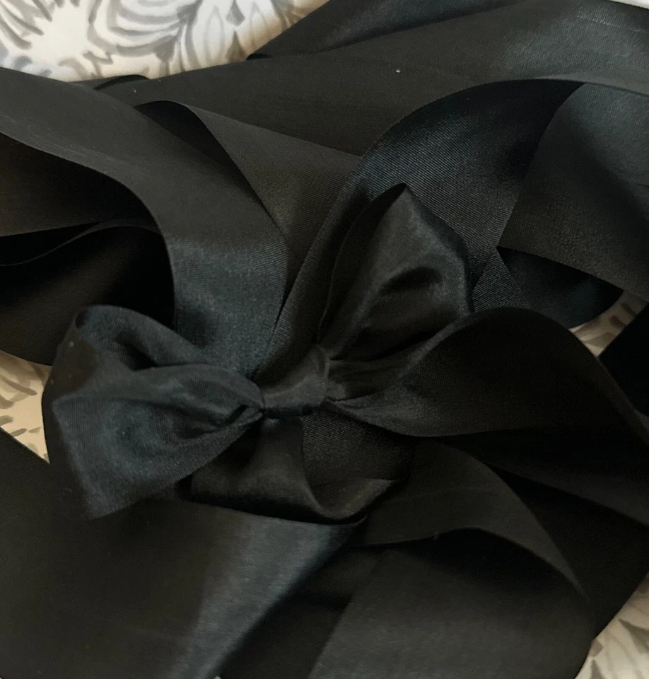 Cinta de seda REAL 6 yardas 1,25" ÓNIX NEGRO / CINTA 100% SEDA AUTÉNTICA ver VIDEO Foto 4 de 4