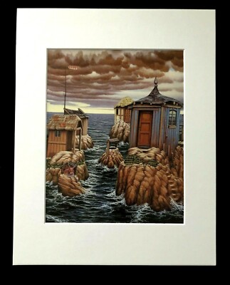 ''Archipelago'' by Jacek Yerka 1994 11 x 14 Matted Art Print
