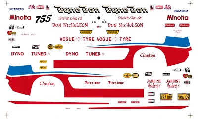 Dyno Don Nicholson 61 Chevy 70 Mustang NHRA DRAG 1/64th Scale Waterslide Decals