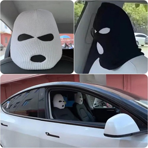 Funny Car Headrest Covers 3 Hole Full Face Ski Mask Balaclava Hood Beanie Caps - Picture 2 of 15