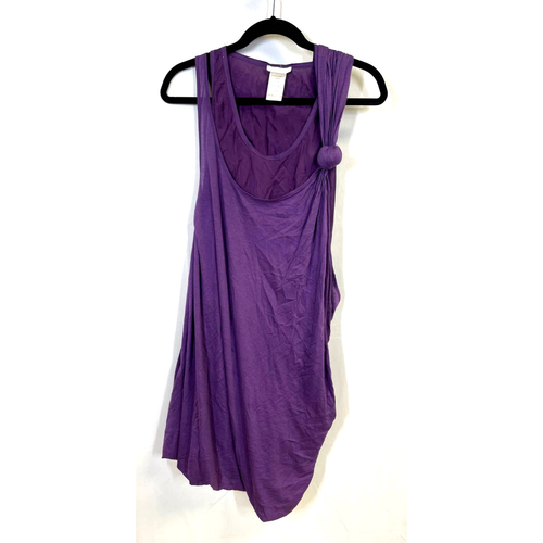 CHLOE Baumwolle Seide Lagen Knoten-Detail Schaufel Blase Tank Kleid violett S