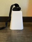 New Large Sporting Event Metal 7" White Cowbell Strap Cow Bell