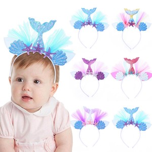 Kids Headband Rainbow Mermaid Hair Band Mesh Party Hair