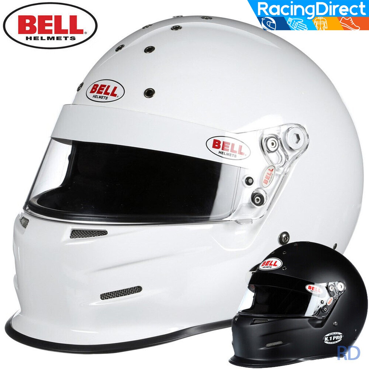 Bell - K1 Pro SA2020 Racing Helmet - Auto / Kart Snell- White Bell - K1 Pro SA2020 Racing Helmet - Auto / Kart Snell- White