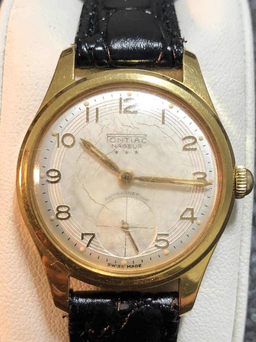 Vintage Swiss Pontiac Nageur Mechanical 30mm Watch Sub Dial Second