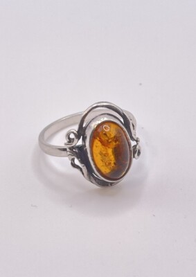 Bernstein Ring Silber Schmuck (Art.Nr.#E1021)