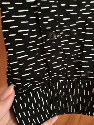 s.Oliver Black White Print Button Down Long Sleeve Men Shirt .Size 1