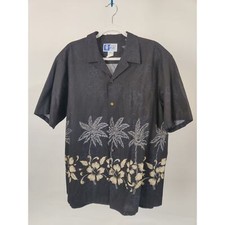  V Styled By RJC Vintage 90s Hawaiian Shirt Floral Print black Sz XL USA made