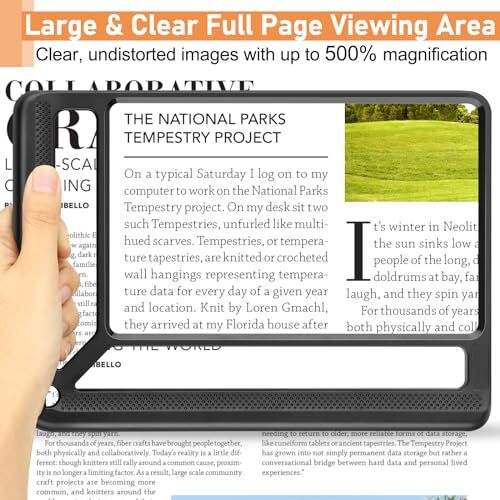 Full Page Magnifying Glass for Reading, Lightweight Rectangular 5X ...