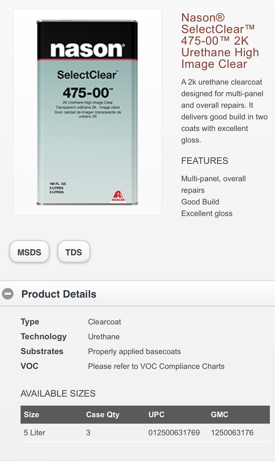 NASON 47500 SELECT CLEAR HIGH SOLIDS URETHANE CLEAR WITH NASON 48370