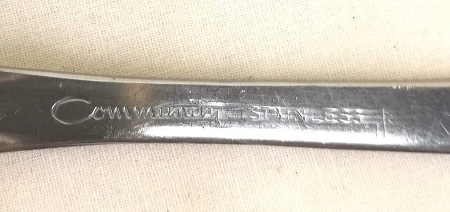 2 Pc Vintage Oneida Community Satin Stainless Flatware Paul Revere Dinner Forks - Image 2 of 2