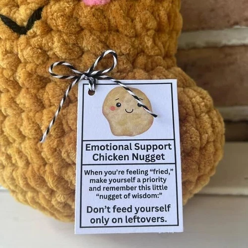 Emotionale Unterstützung Huhn Nugget, niedlich Handmade Emotional Support Plüsch - Bild 5 von 11