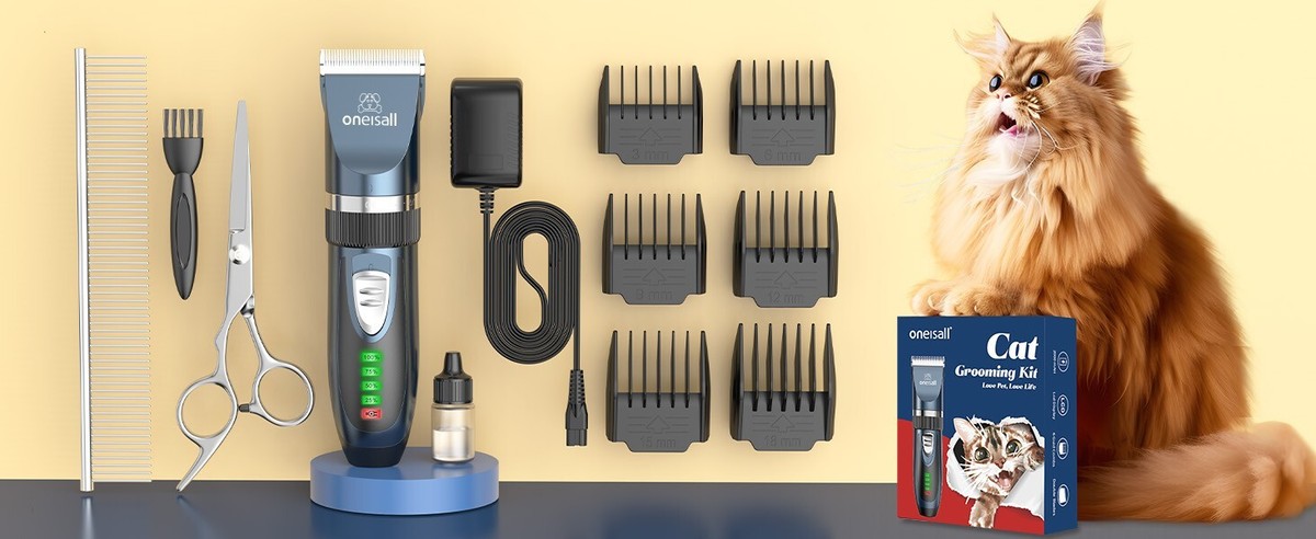 RECHARGEABLE PET GROOMING KIT for CATS DOGS Ultra Quiet Clipper