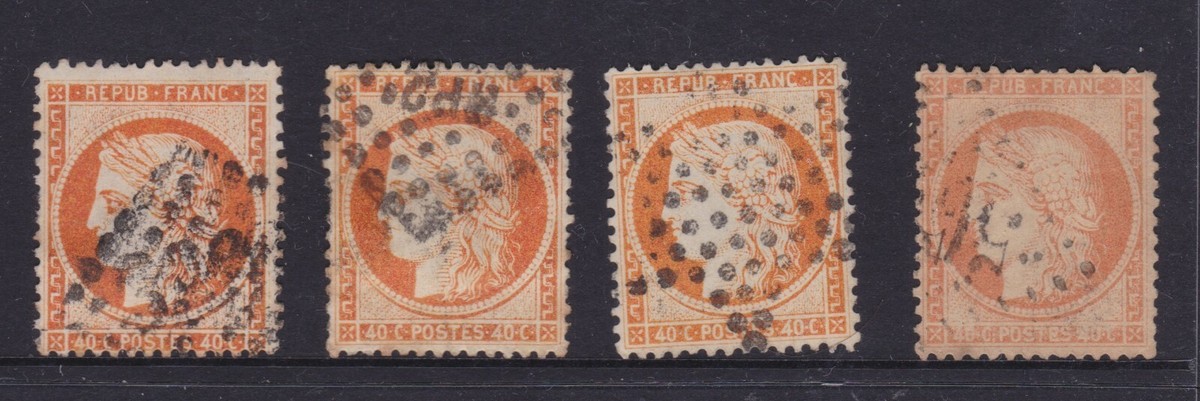 c. 1870 - 1871 40c Orange CERES FRANCE / Francaise Used Lot (4